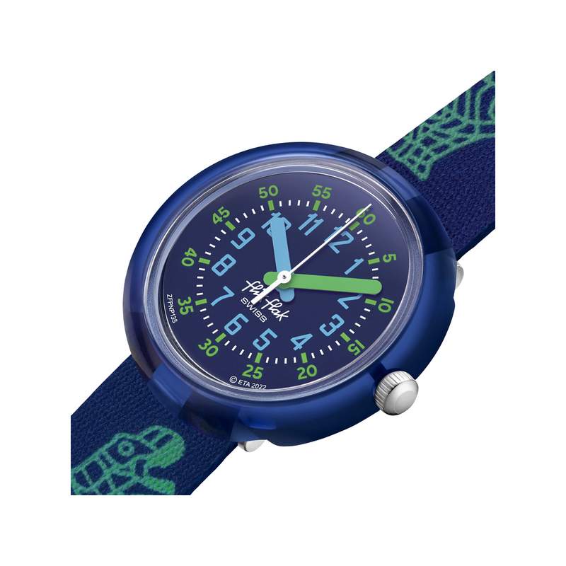 Montre Flik Flak Gameland Cyberozaurus enfant plastique biosourcé bracelet PET recyclé bleu - vue 2
