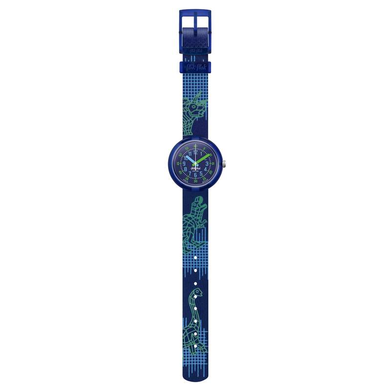 Montre Flik Flak Gameland Cyberozaurus enfant plastique biosourcé bracelet PET recyclé bleu - vue D1