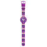 Montre Flik Flak Color my life Stripy Glitter enfant plastique biosourcé bracelet PET recyclé rose - vue D1