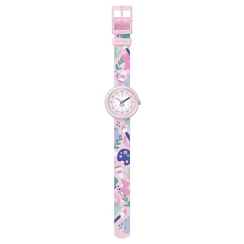 Montre Flik Flak Future dreams Art Lover enfant plastique biosourcé bracelet PET recyclé rose - vue D1