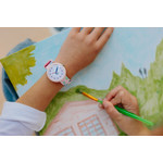 Montre Flik Flak Future dreams Art Lover enfant plastique biosourcé bracelet PET recyclé rose - vue porté 2
