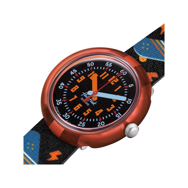 Montre Flik Flak Sport lovers Skate squad enfant plastique biosourcé bracelet PET recyclé noir - vue 2