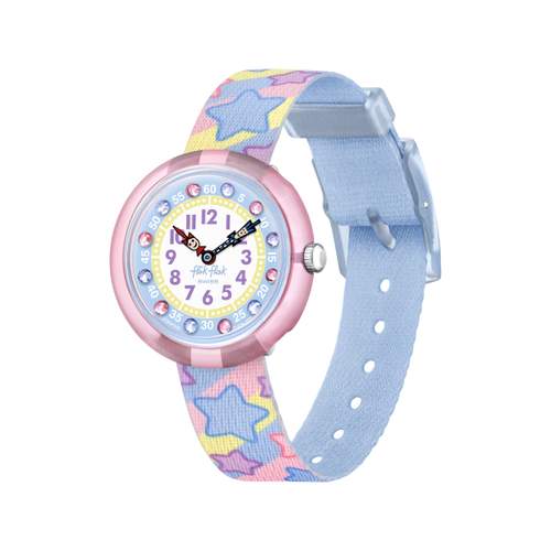 FLIK FLAK STAR PARTY children's watch biosourced plastic recycled pet bracelet blue
