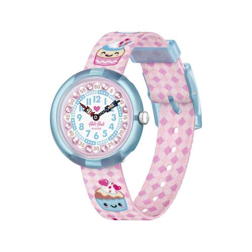Watch FLIK FLAK Future dreams Bake it up child biosourced plastic recycled PET strap pink