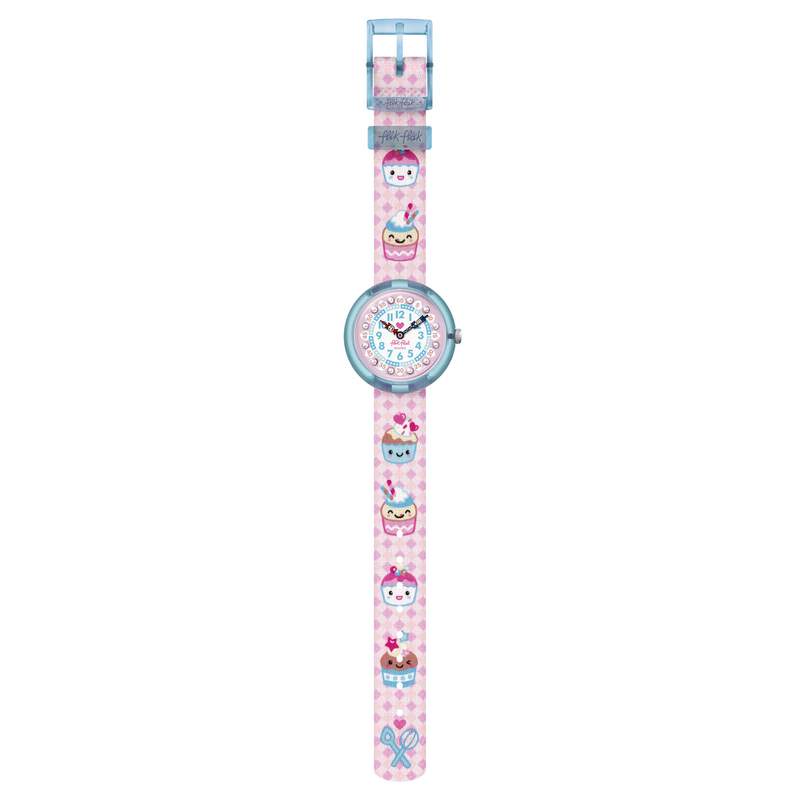 Montre FLIK FLAK Future dreams Bake it up enfant plastique biosourcé bracelet PET recyclé rose - vue D1
