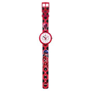 Montre Flik Flak Miraculous Ladybug et Chat noir enfant plastique biosourcé bracelet PET recyclé rouge