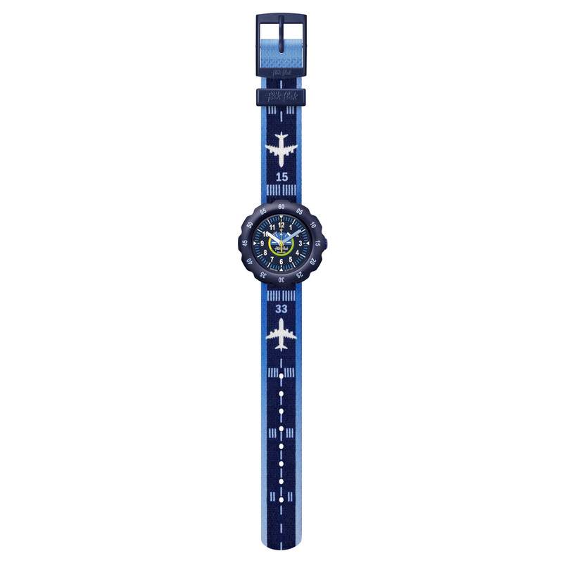 Montre Flik Flak Future dreams Take off enfant plastique biosourcé bracelet PET recyclé bleu - vue D1