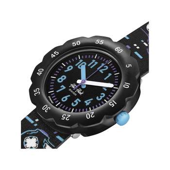 Montre FLIK FLAK Gameland Try again enfant plastique biosourcé bracelet PET recyclé noir