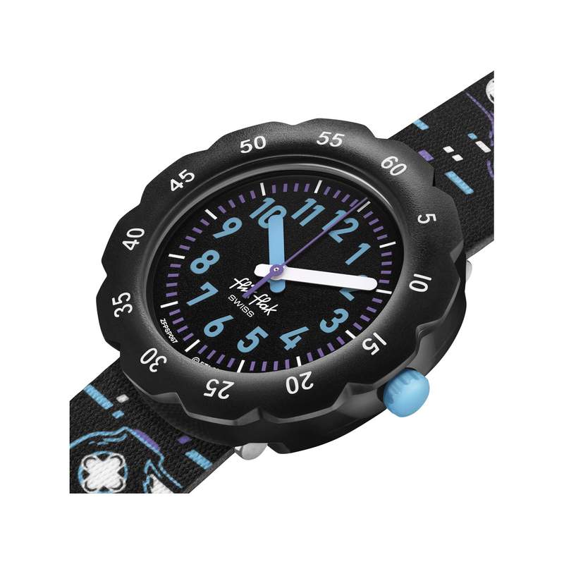 Montre FLIK FLAK Gameland Try again enfant plastique biosourcé bracelet PET recyclé noir - vue 2