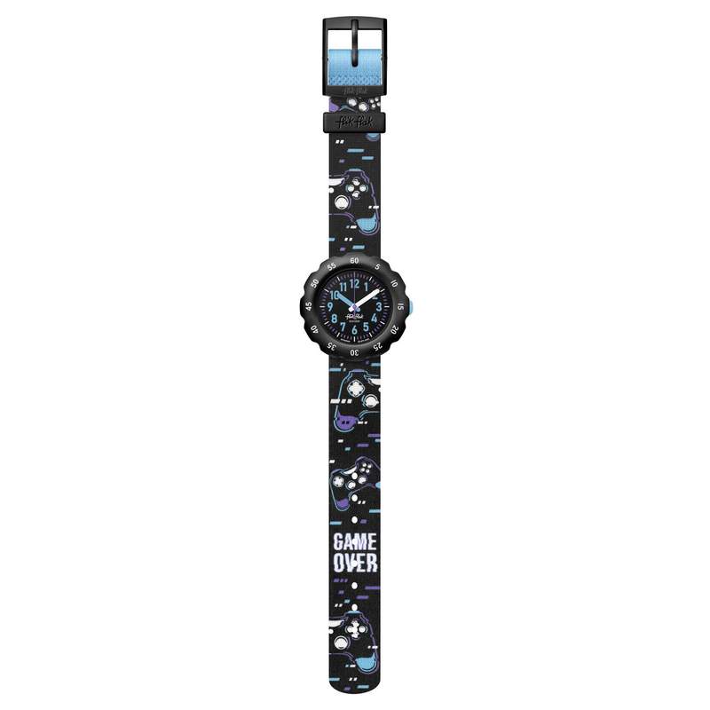 Montre FLIK FLAK Gameland Try again enfant plastique biosourcé bracelet PET recyclé noir - vue D1