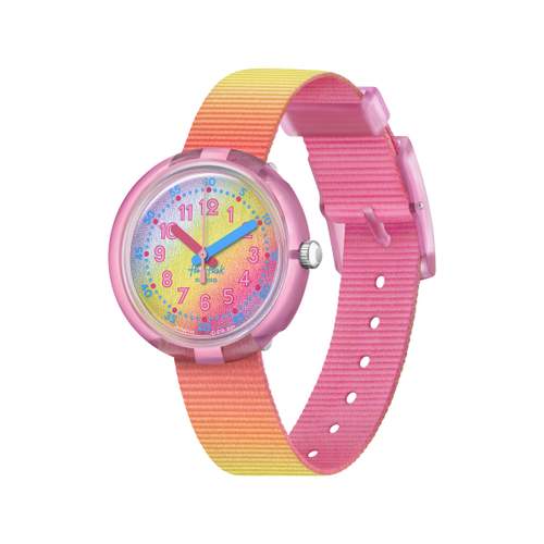 Watch Flik Flak Color my life Shades of rainbow child biosourced plastic recycled PET bracelet pink