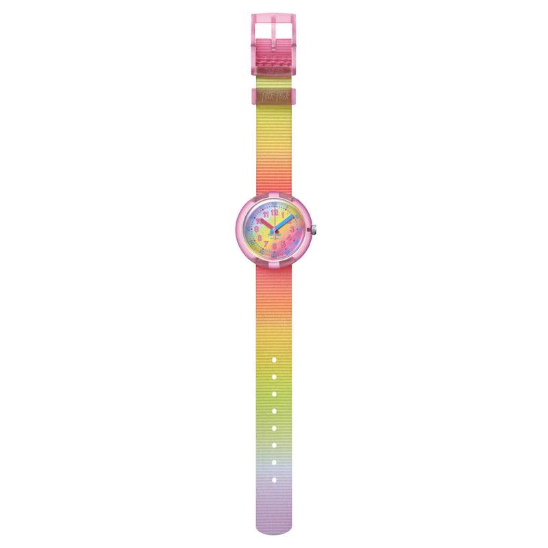 Montre Flik Flak Color my life Shades of rainbow enfant plastique biosourcé bracelet PET recyclé rose - vue D1