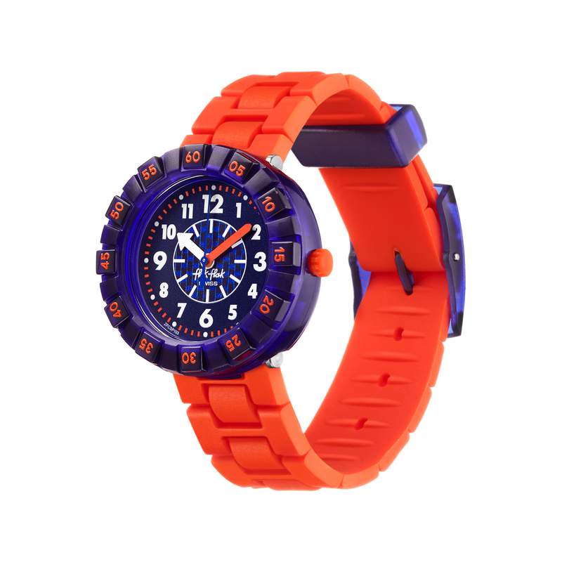 Montre Flik Flak City of life Orangebrick enfant plastique biosourcé bracelet silicone orange - vue 1