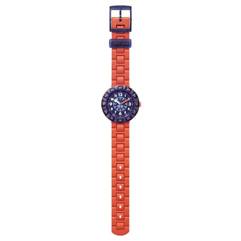 Montre Flik Flak City of life Orangebrick enfant plastique biosourcé bracelet silicone orange - vue D1