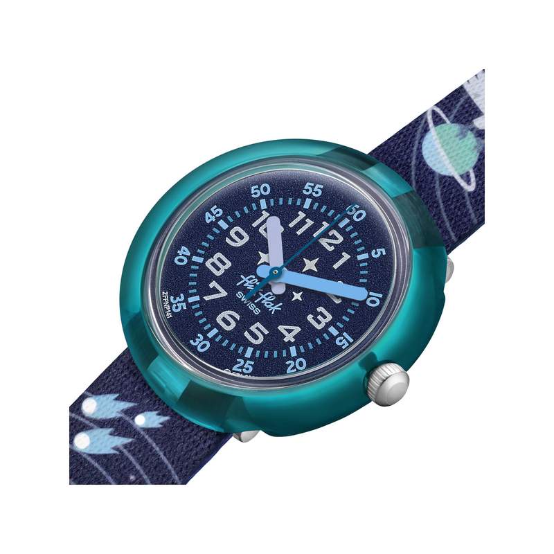 Montre Flik Flak Future dreams Take me to space enfant plastique biosourcé bracelet PET recyclé bleu - vue 2