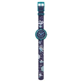 Montre Flik Flak Future dreams Take me to space enfant plastique biosourcé bracelet PET recyclé bleu