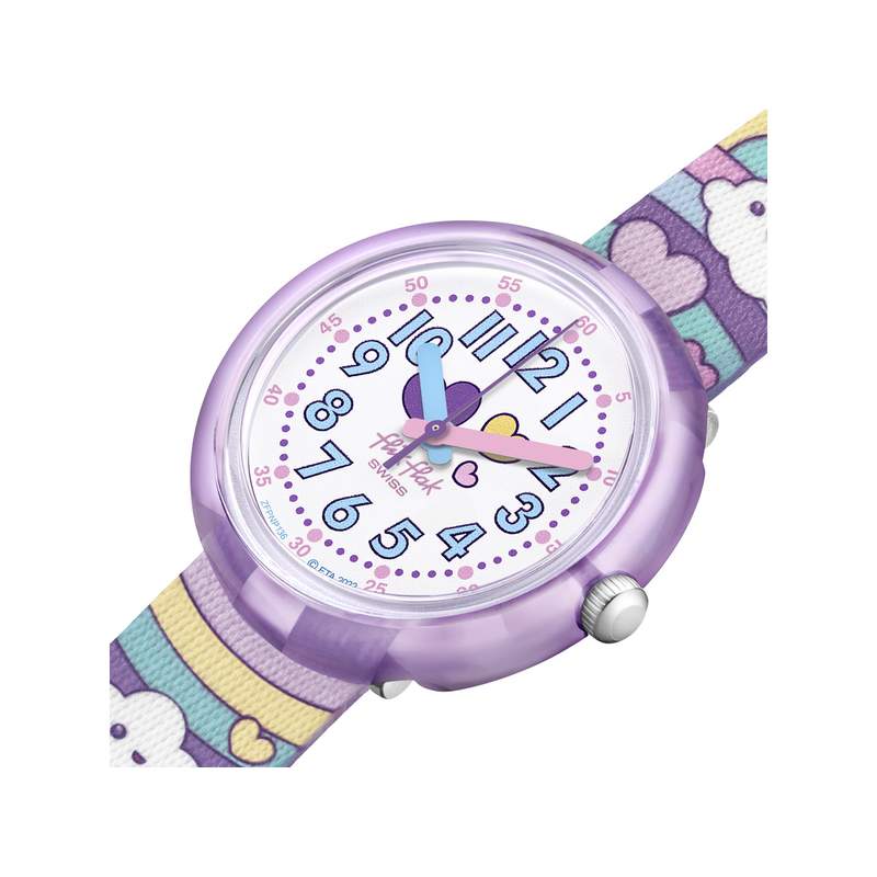 Montre Flik Flak Gameland Cloud level enfant plastique biosourcé bracelet PET recyclé violet - vue 2