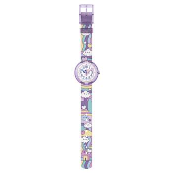 Montre Flik Flak Gameland Cloud level enfant plastique biosourcé bracelet PET recyclé violet