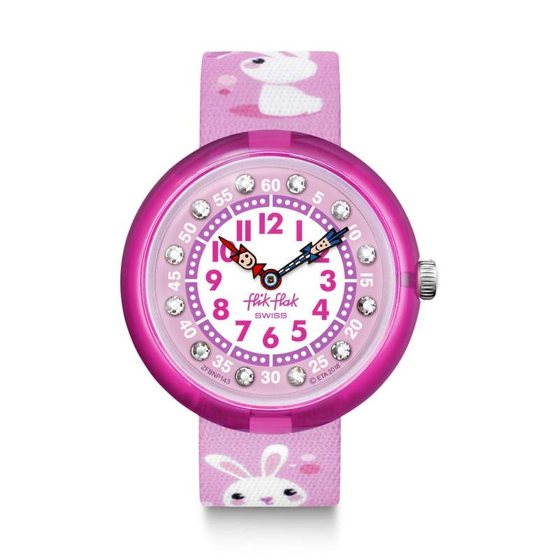 Montre Flik Flak Mystical woods So cute enfant plastique biosourcé bracelet PET recyclé rose - vue D2