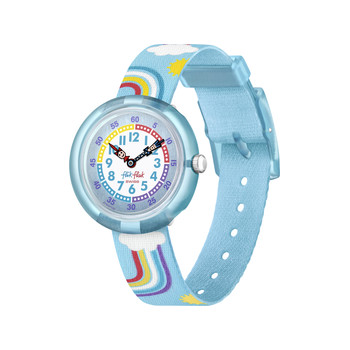 Montre FLIK FLAK Color my life Rainbow dreams enfant plastique biosourcé bracelet PET recyclé bleu