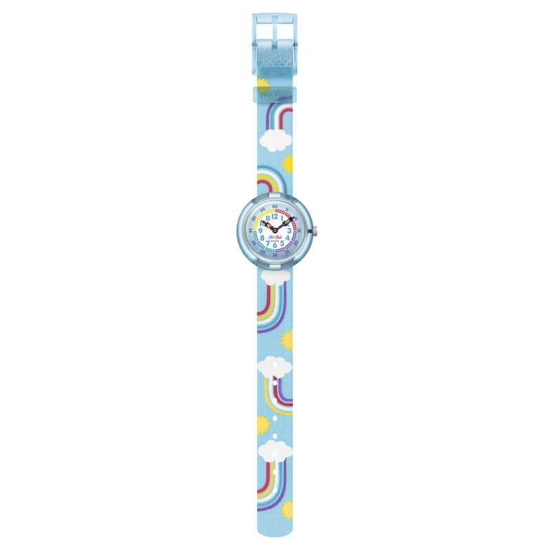 Montre Flik Flak Color my life Rainbow dreams enfant plastique biosourcé bracelet PET recyclé bleu - vue D1