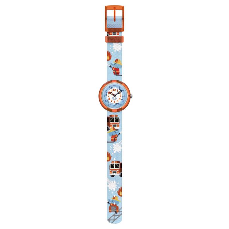 Montre Flik Flak Future dreams Fire stopper enfant plastique biosourcé bracelet PET recyclé bleu - vue D1