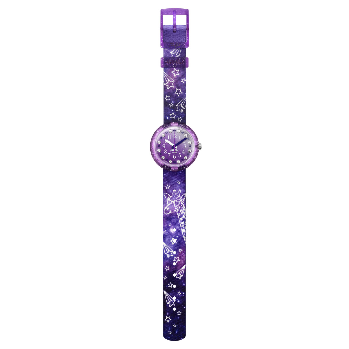 Montre Flik Flak  goes wild enfant plastique biosourcé bracelet PET recyclé violet - vue D1