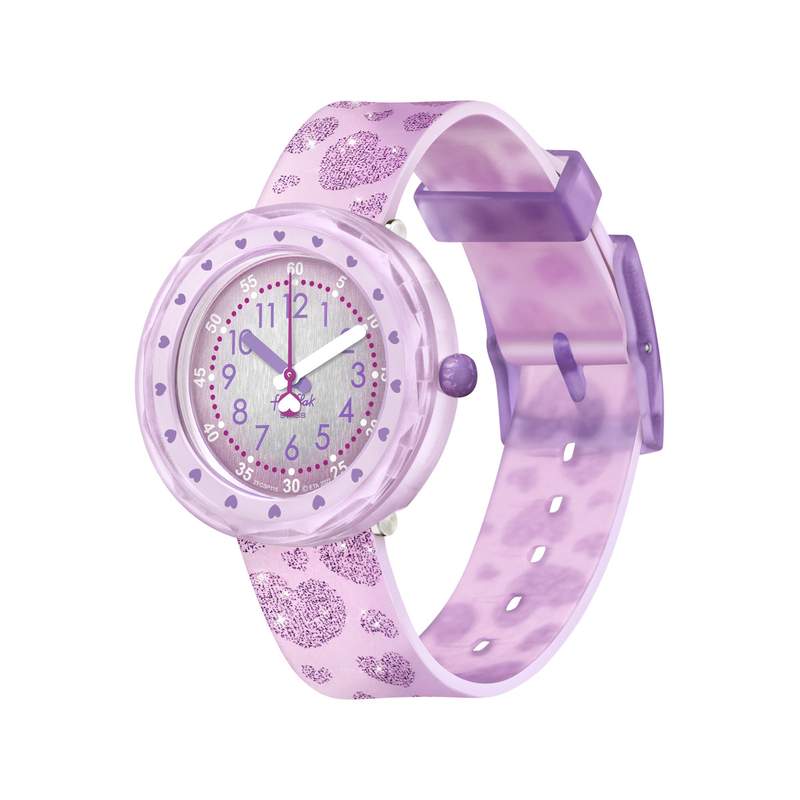 Montre Flik Flak Shine bright Lovaxus enfant plastique biosourcé bracelet silicone rose - vue 1