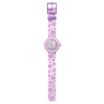 Montre Flik Flak Shine bright Lovaxus enfant plastique biosourcé bracelet silicone rose