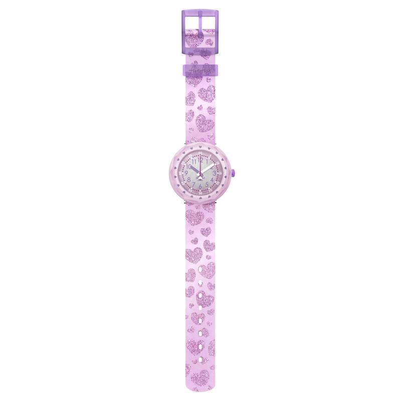 Montre Flik Flak Shine bright Lovaxus enfant plastique biosourcé bracelet silicone rose - vue D1