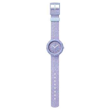 Montre Flik Flak Shine bright Lilaxus enfant plastique biosourcé bracelet PET recyclé violet