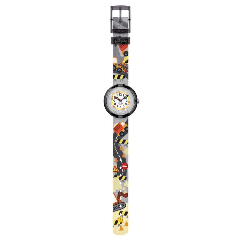 Montre Flik Flak Future dreams Build it up enfant plastique biosourcé bracelet PET recyclé gris - vue D1