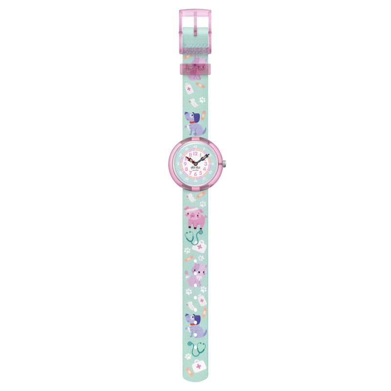 Montre Flik Flak Future dreams My spirit animal enfant plastique biosourcé bracelet PET recyclé vert - vue D1
