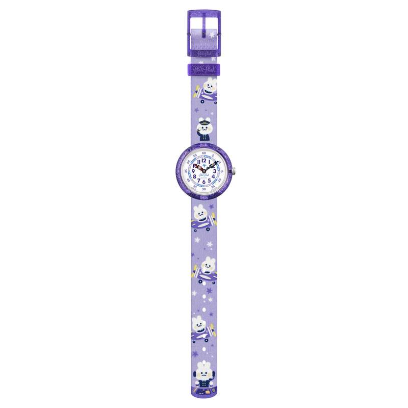 Montre Flik Flak Future dreams Chasing clouds enfant plastique biosourcé bracelet PET recyclé violet - vue D1