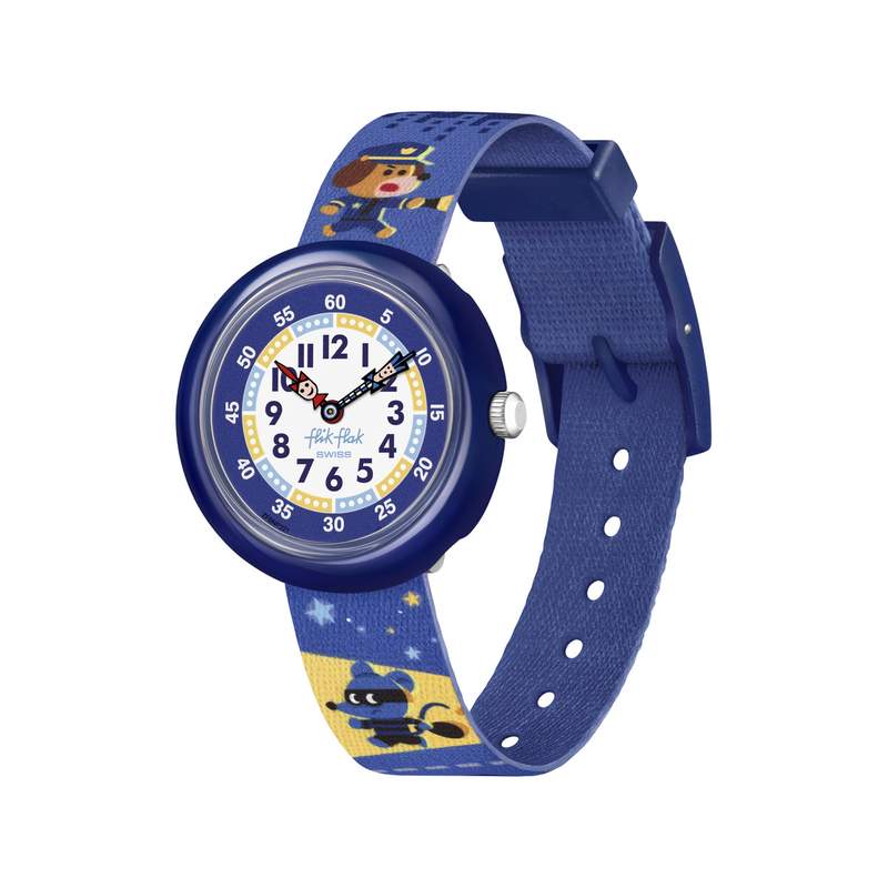 Montre Flik Flak Future dreams Paws up enfant plastique biosourcé bracelet PET recyclé bleu - vue 1