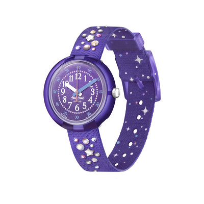 Montre Flik Flak Shine bright Stargazing enfant plastique biosourcé bracelet PET recyclé violet - vue 1