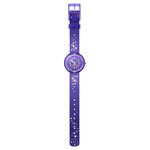 Montre Flik Flak Shine bright Stargazing enfant plastique biosourcé bracelet PET recyclé violet - vue D1