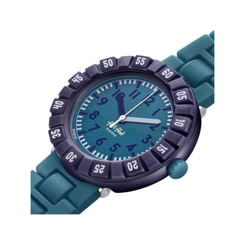 Montre Flik Flak Gameland Level Teal enfant plastique biosourcé bracelet PET recyclé vert - vue 2