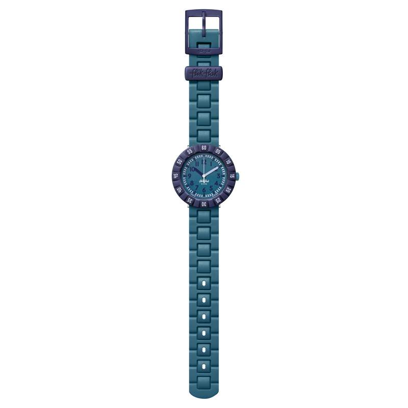 Montre Flik Flak Gameland Level Teal enfant plastique biosourcé bracelet PET recyclé vert - vue D1