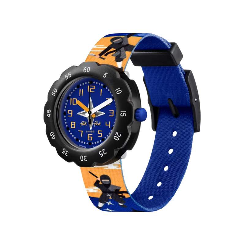 Montre Flik Flak Tales from the world Ninjamazing enfant plastique biosourcé bracelet PET recyclé bleu - vue 1