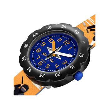 Montre Flik Flak Tales from the world Ninjamazing enfant plastique biosourcé bracelet PET recyclé bleu