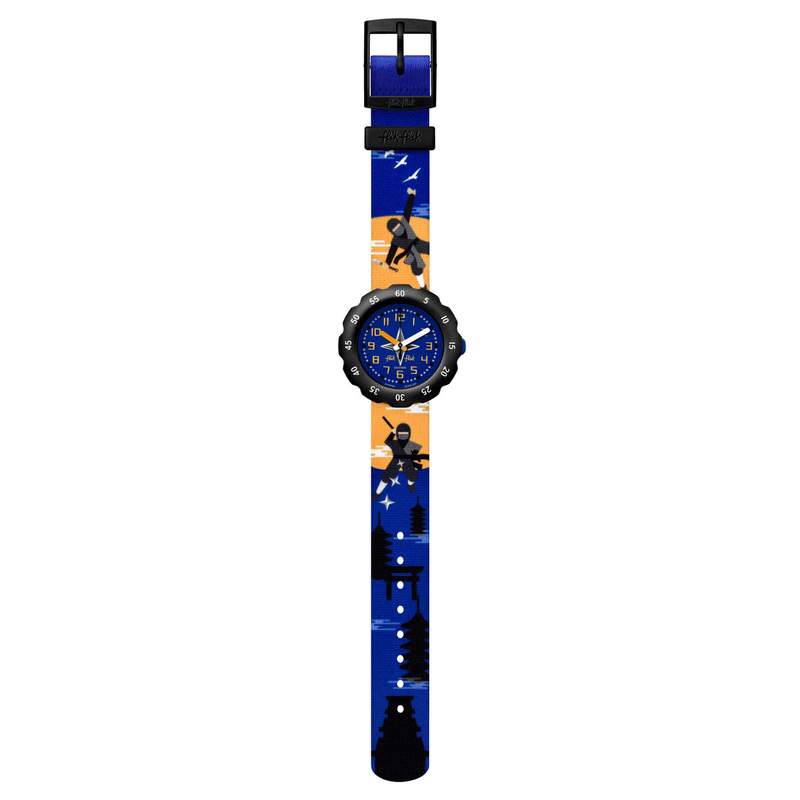 Montre Flik Flak Tales from the world Ninjamazing enfant plastique biosourcé bracelet PET recyclé bleu - vue D1