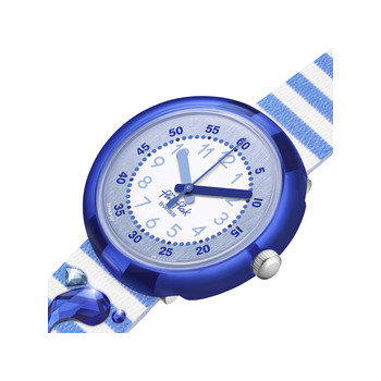Watch Flik Flak Shine bright Shining dolphin child biosourced plastic recycled PET strap blue