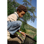 Montre Flik Flak Shine bright Shining dolphin enfant plastique biosourcé bracelet PET recyclé bleu - vue porté 1