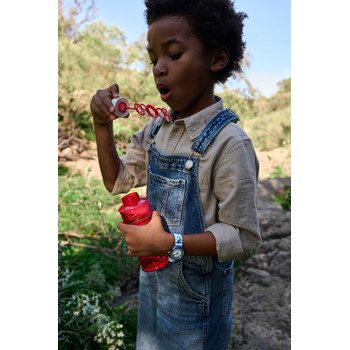 Watch Flik Flak Shine bright Shining dolphin child biosourced plastic recycled PET strap blue