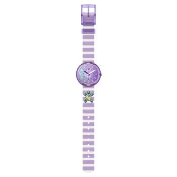 Montre Flik Flak Shine bright Shining turtle enfant bracelet plastique biosourcé violet