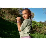 Montre Flik Flak Shine bright Shining turtle enfant bracelet plastique biosourcé violet - vue porté 1