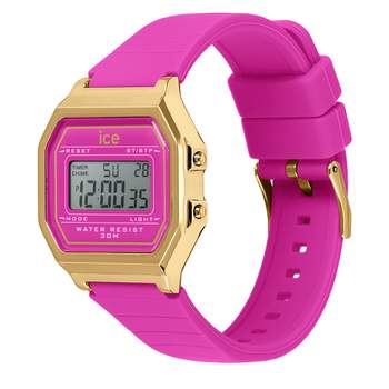 ICE WATCH Ice digit retro dameshorloge met roze siliconen band