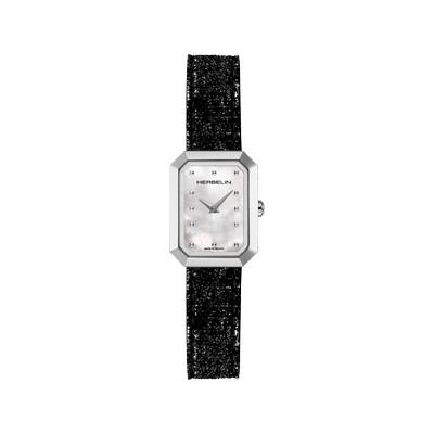 Montre MICHEL HERBELIN Octogône femme bracelet cuir noir - vue 1