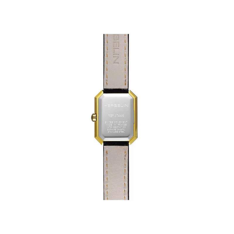 Montre MICHEL HERBELIN Octogône femme bracelet cuir marron - vue 3